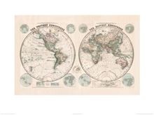 Sanfords Eastern and Western Hemispheres Map (1877)